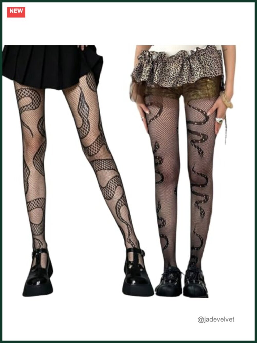 Snake Print Fishnet Tights Gothic Lace Pantyhose Halloween